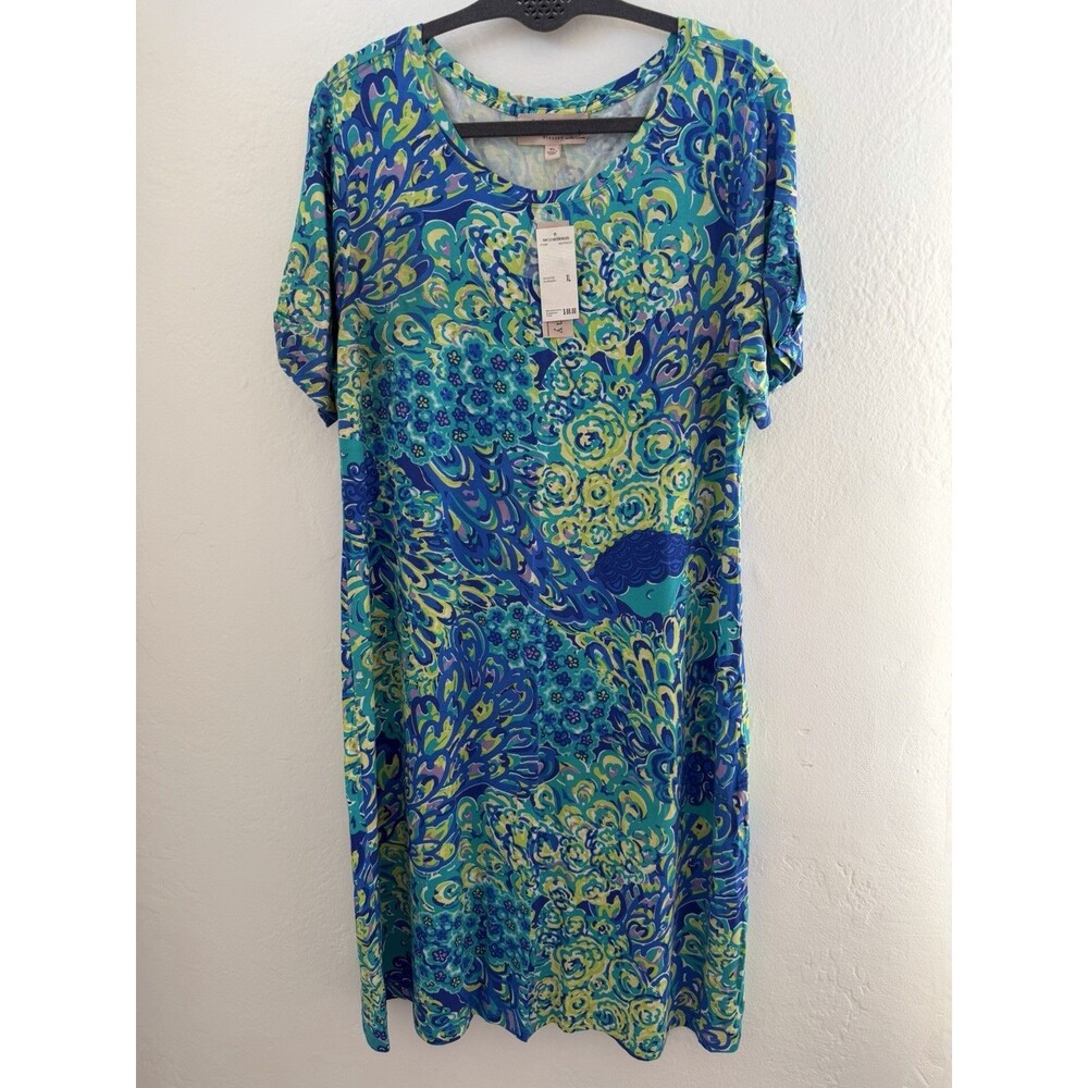 Philosophy Republic Aqua Peacock Print Dress XL